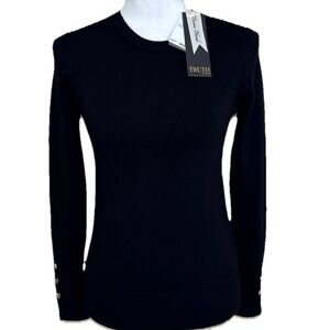 Truth Sweater Black Long Sleeve Women's Soft Stretchy Lightweight New Sz Small